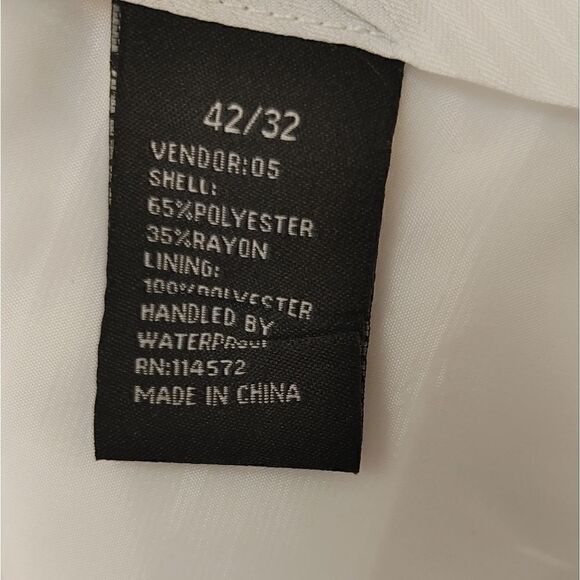 MEN'S VINCI COUTURE WOOL FEEL WHITE PLEATED PANT 42X34. - Picture 8 of 8